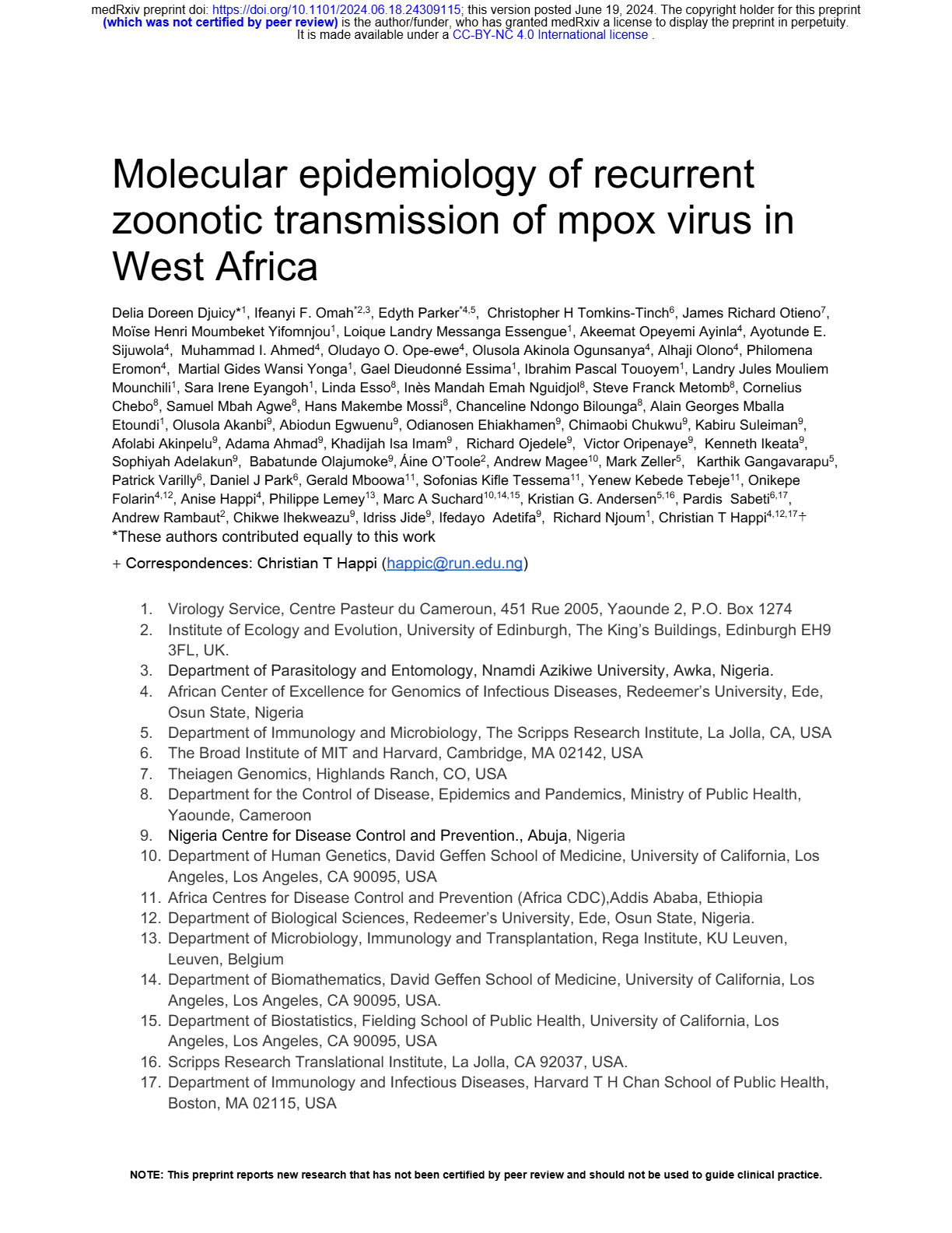 Molecular epidemiology of recurrent zoonotic transmission of mpox virus ...