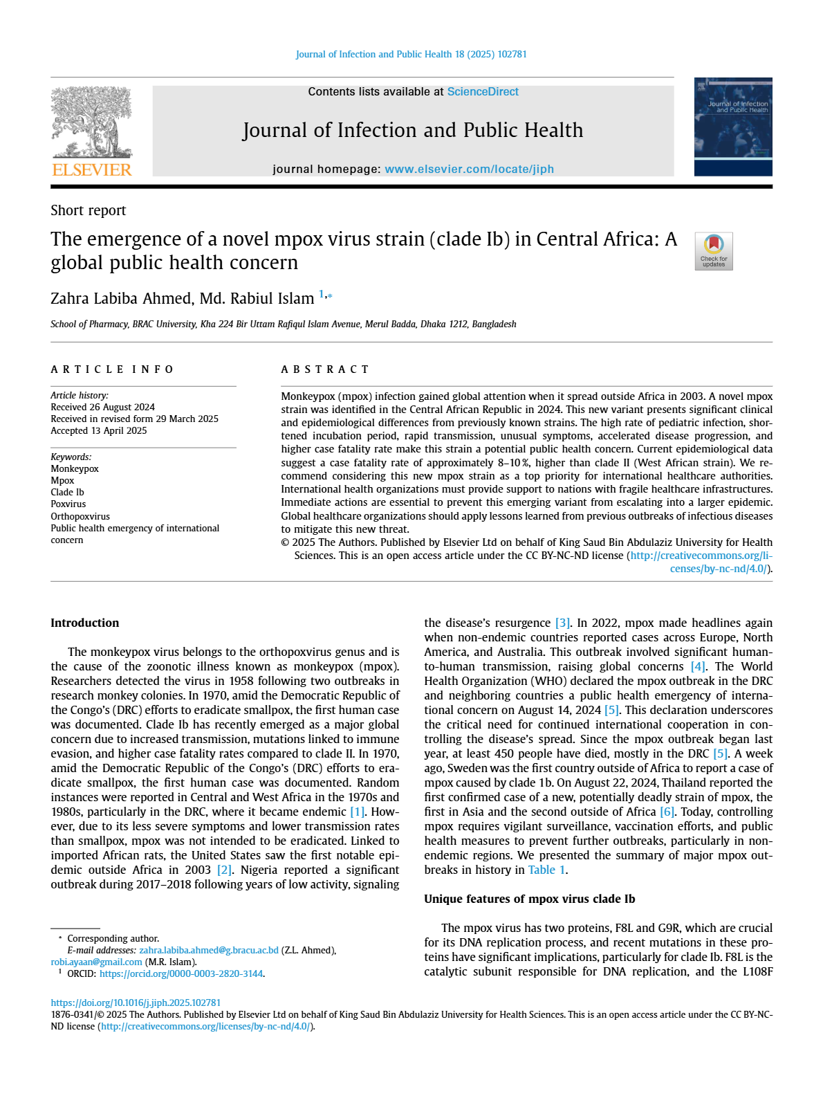 Molecular epidemiology of recurrent zoonotic transmission of mpox virus ...