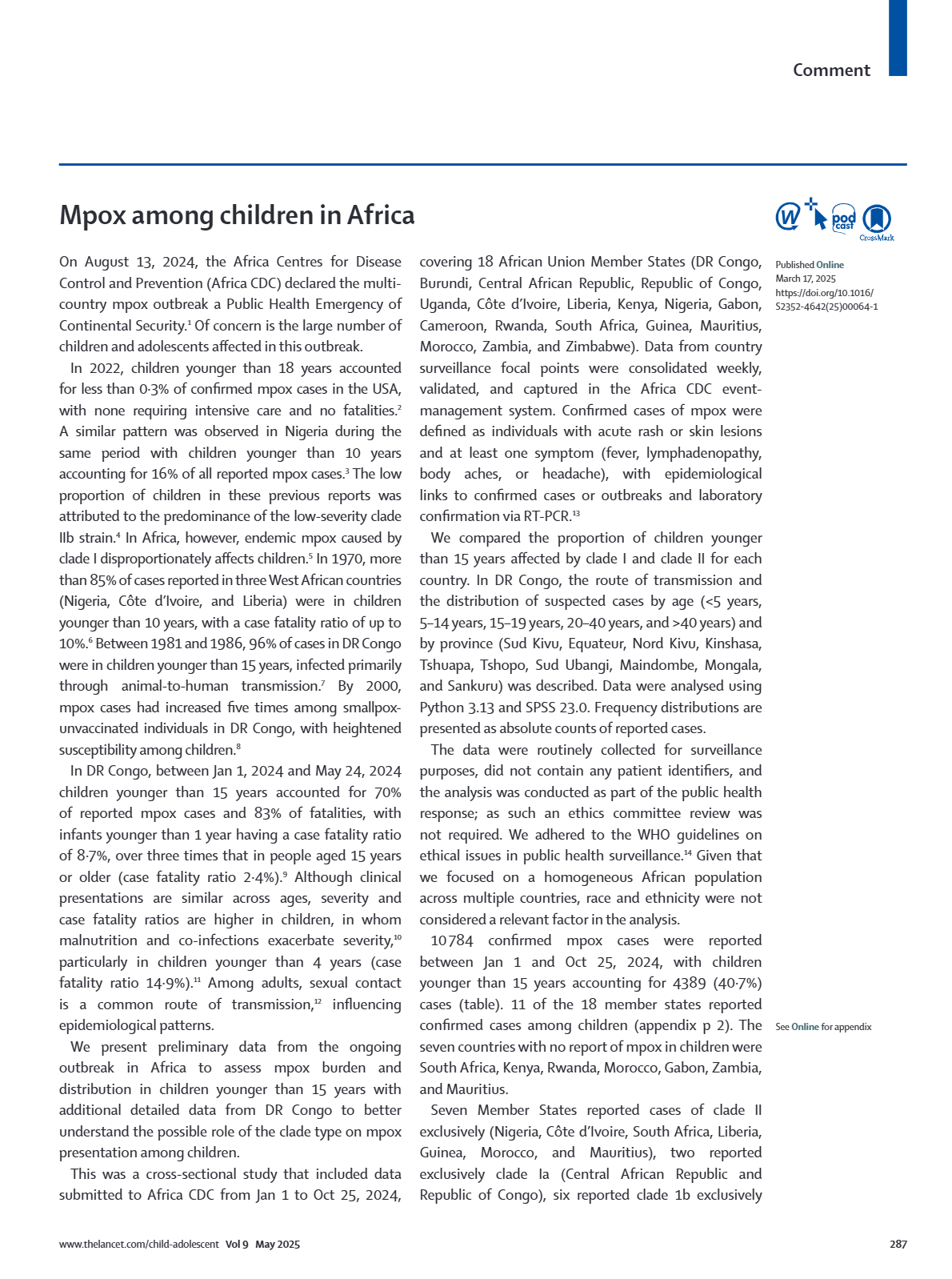 Clade Ib mpox outbreak — Kenya, july 2024–february 2025 — Africa Health ...